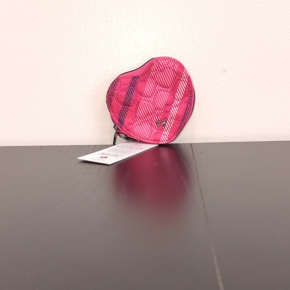 Lug Heart Pouch Berry Plaid NWT